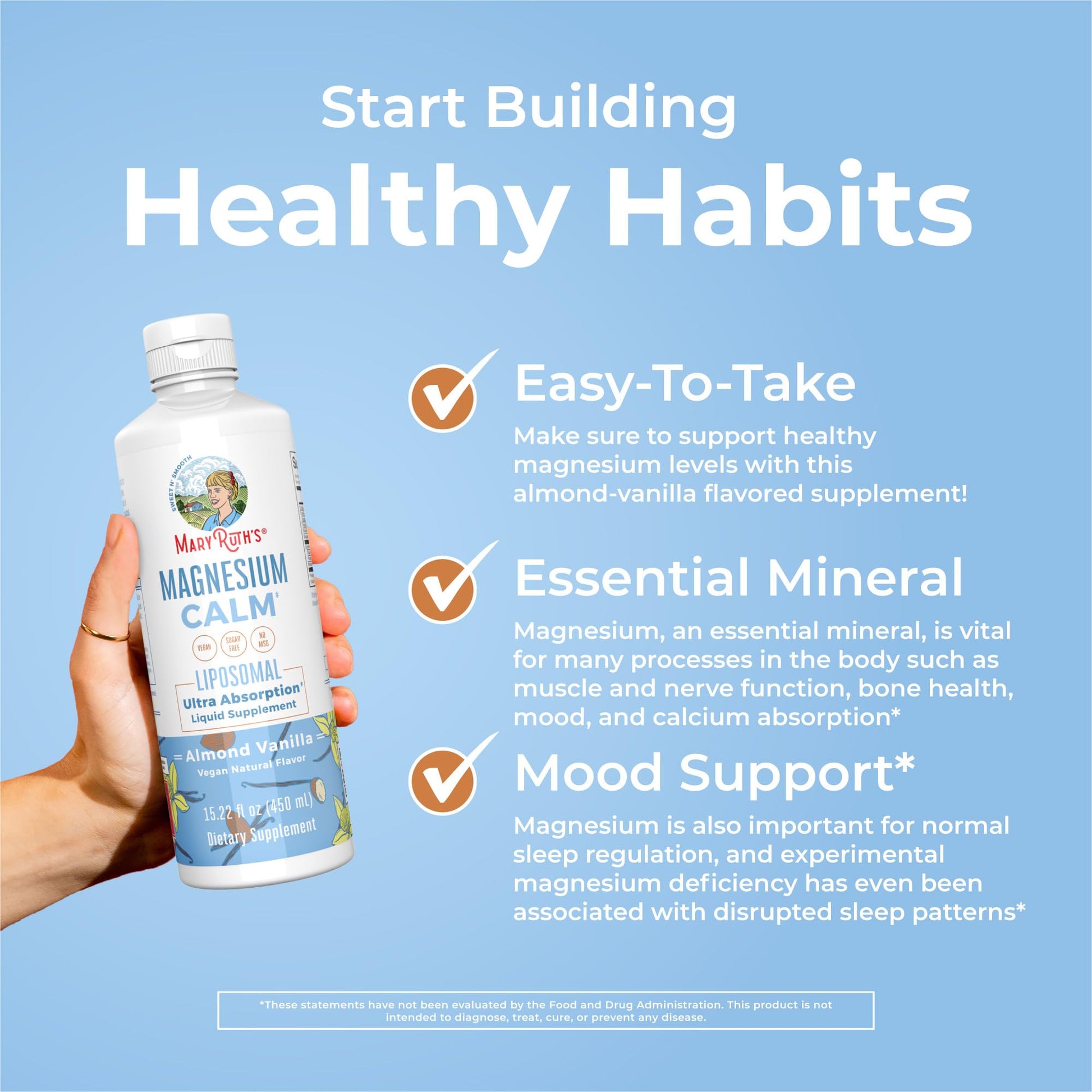 MaryRuth Organics Magnesium Liposomal| Magnesium Supplement | Magnesium Bisglycinate | Muscle & Bone Support | Mood Support Vitamin | Vegan | Non-GMO | Gluten Free | 15.22 Fl Oz | 30 Servings - Maple Wellness Supplements