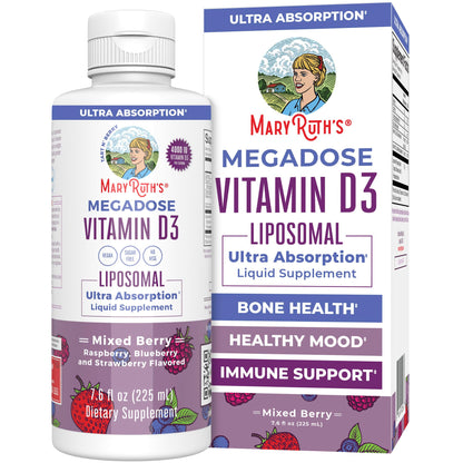 MaryRuth Organics Megadose Vitamin D3 Liposomal | Vitamin D 4000 IU | Ultra Absorption | Immune Support for Adults | Bone Health | VIT D3 | Vegan | Sugar Free | Gluten Free | Non-GMO | 45 Servings - Maple Wellness Supplements