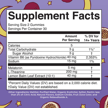 MaryRuth Organics Melatonin 5mg Sleep Gummy with L-Theanine | Lemon Balm | Vitamin B6 | Sugar-Free | Relaxation | Vegan | Non-GMO | Gluten Free | 60 Count - Maple Wellness Supplements