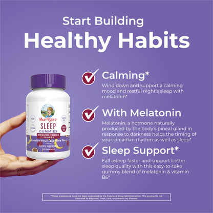MaryRuth Organics Melatonin 5mg Sleep Gummy with L-Theanine | Lemon Balm | Vitamin B6 | Sugar-Free | Relaxation | Vegan | Non-GMO | Gluten Free | 60 Count - Maple Wellness Supplements