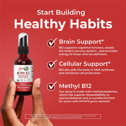 MaryRuth Organics Methyl B12 Spray | 1,500 mcg B12 Per Serving | Methylcobalamin | Energy Metabolism | Nervous System Support | Neuro Health | Vegan | Gluten Free | Sugar Free | 1 Fl Oz - Maple Wellness Supplements