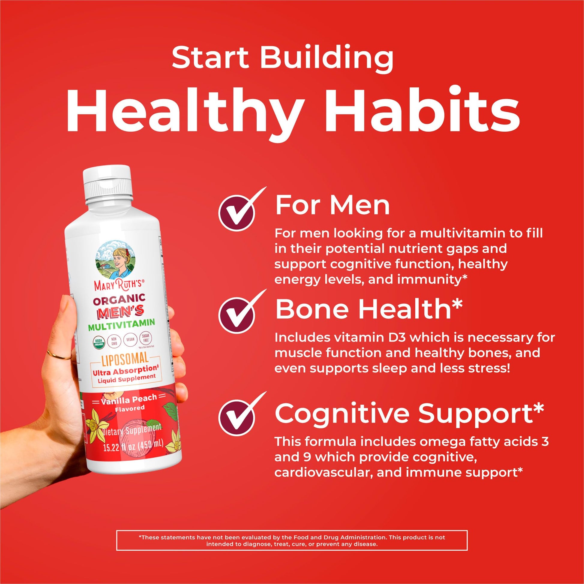 MaryRuth Organics Multivitamin for men | Sugar Free mens Multivitamin | Liquid Vitamins for men | Immune Support Supplement | Cognitive Health & Overall Wellness | Vegan | Non-GMO | 15.22 Fl Oz - Maple Wellness Supplements