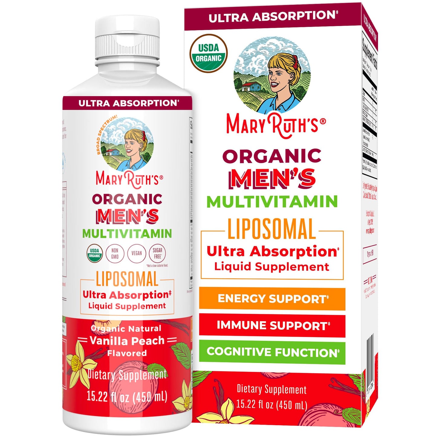 MaryRuth Organics Multivitamin for men | Sugar Free mens Multivitamin | Liquid Vitamins for men | Immune Support Supplement | Cognitive Health & Overall Wellness | Vegan | Non-GMO | 15.22 Fl Oz - Maple Wellness Supplements