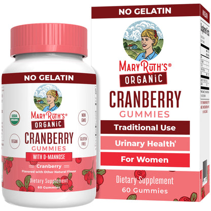 MaryRuth Organics Organic Cranberry Gummies - 500mg Supplement | Urinary Tract Health for Women | with D Mannose | Traditional Use - Maple Wellness Supplements
