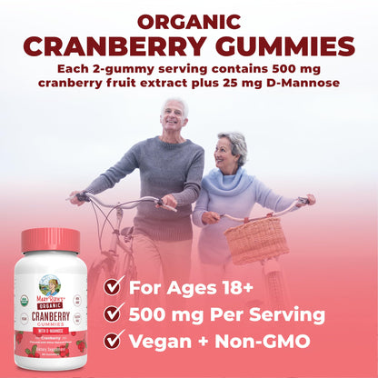 MaryRuth Organics Organic Cranberry Gummies - 500mg Supplement | Urinary Tract Health for Women | with D Mannose | Traditional Use - Maple Wellness Supplements
