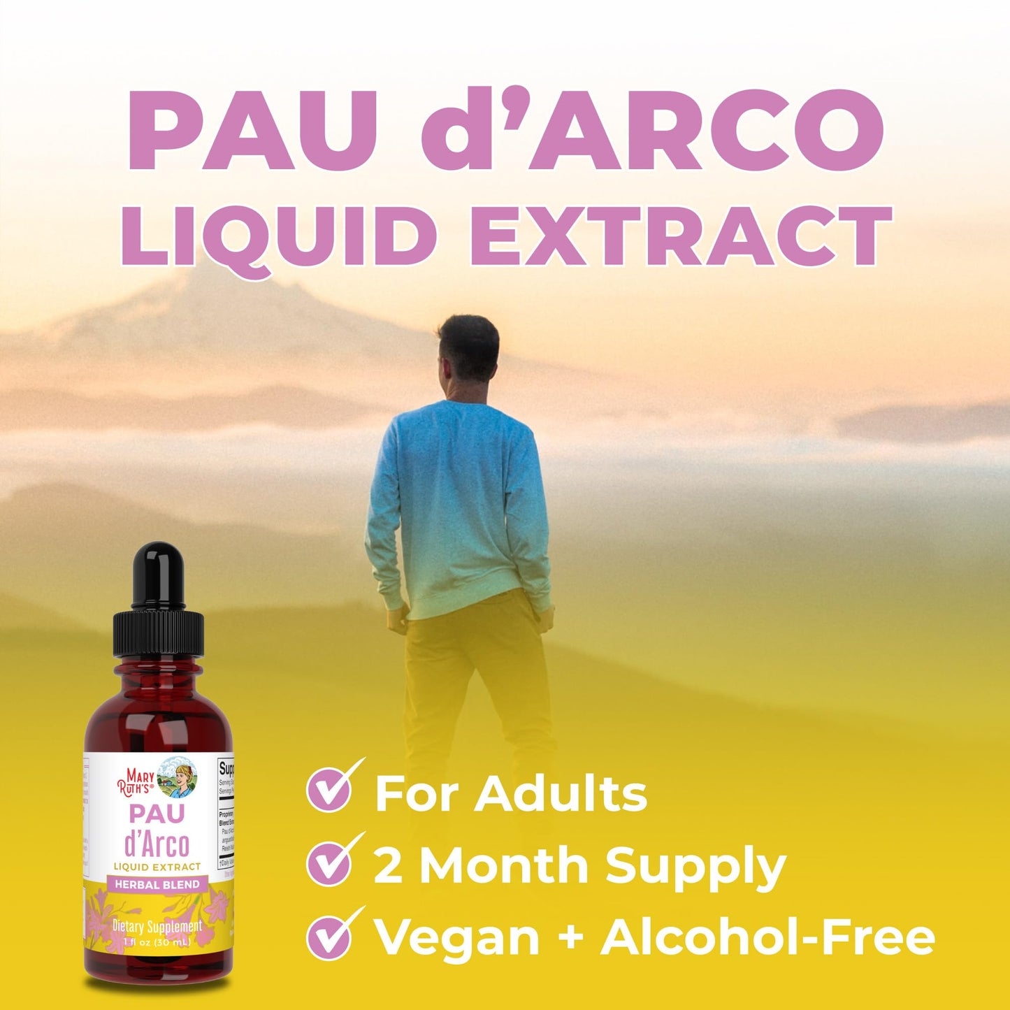 MaryRuth Organics PAU D'Arco Herbal Blend | Reishi Mushroom | Echinacea angustifolia Root | Usnea Lichen | Thyme Leaf | Vegan | Non-GMO Project Verified | Gluten Free | 30 Servings | 1 Fl Oz - Maple Wellness Supplements