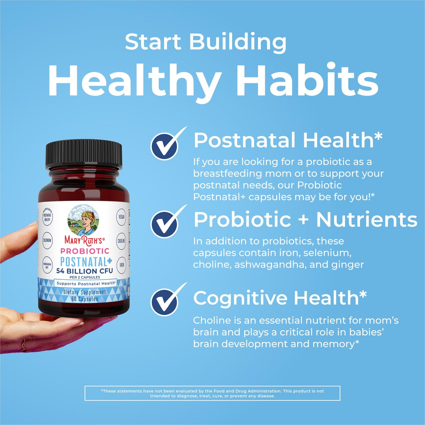 MaryRuth Organics Postnatal Probiotics for Breastfeeding Women | Nursing Probiotic Capsules with Vitamins | Minerals & Antioxidants | 54 Billion CFU | Non-GMO | Vegan | 30 Servings - Maple Wellness Supplements
