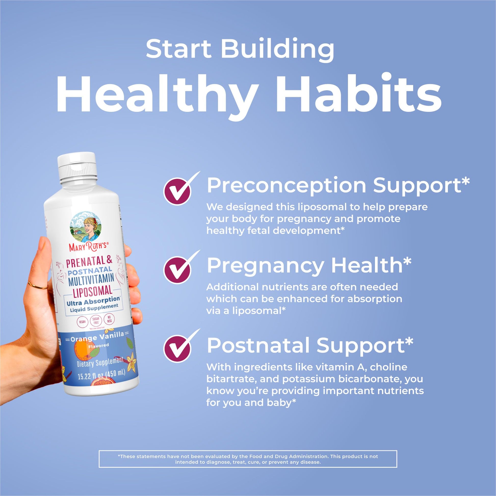 MaryRuth Organics Prenatal & Postnatal Multivitamin for Women | Sugar Free | Formulated for Pre-Conception, Pregnancy & Nursing | Prenatal Vitamins | Vegan | Non-GMO | Gluten Free | 30 Servings - Maple Wellness Supplements