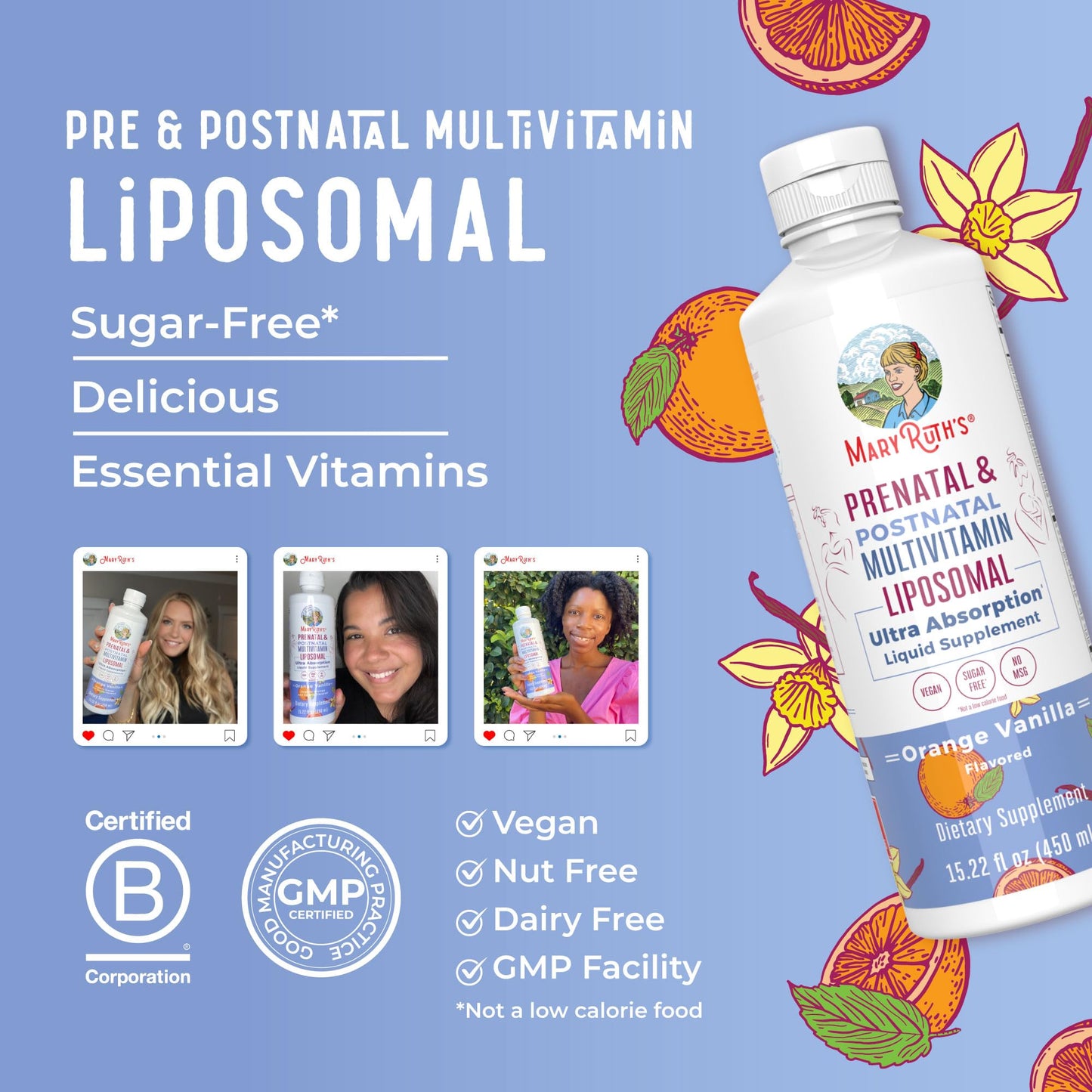 MaryRuth Organics Prenatal & Postnatal Multivitamin for Women | Sugar Free | Formulated for Pre-Conception, Pregnancy & Nursing | Prenatal Vitamins | Vegan | Non-GMO | Gluten Free | 30 Servings - Maple Wellness Supplements