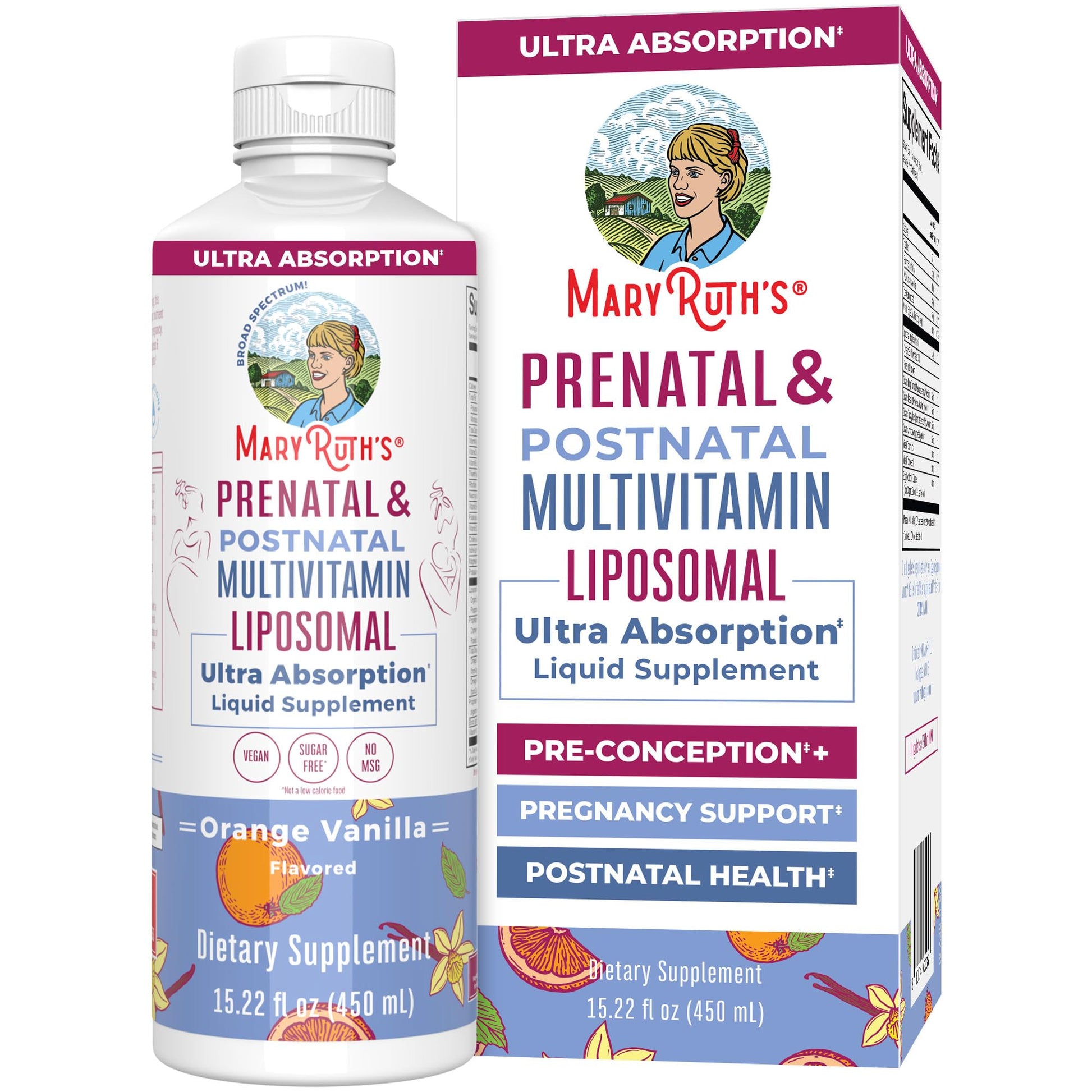 MaryRuth Organics Prenatal & Postnatal Multivitamin for Women | Sugar Free | Formulated for Pre-Conception, Pregnancy & Nursing | Prenatal Vitamins | Vegan | Non-GMO | Gluten Free | 30 Servings - Maple Wellness Supplements