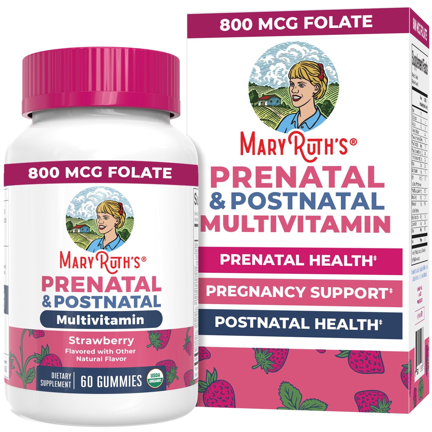MaryRuth Organics Prenatal Vitamins for Women | USDA Organic Prenatal Gummies | Postnatal Vitamins for Women Breastfeeding | Methylfolate 800 mcg DFE | Iodine | Vegan | Non GMO | 30 Servings - Maple Wellness Supplements
