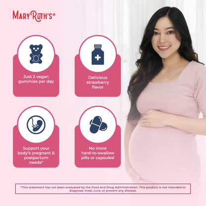 MaryRuth Organics Prenatal Vitamins for Women | USDA Organic Prenatal Gummies | Postnatal Vitamins for Women Breastfeeding | Methylfolate 800 mcg DFE | Iodine | Vegan | Non GMO | 30 Servings - Maple Wellness Supplements