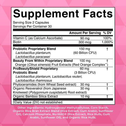 MaryRuth Organics Probiotic Beauty Capsules | Vegan Collagen Support | Anti Aging | Gut Health | Hair Skin and Nails Vitamins | Skin Care - Maple Wellness Supplements