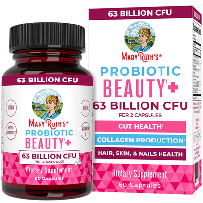 MaryRuth Organics Probiotic Beauty Capsules | Vegan Collagen Support | Anti Aging | Gut Health | Hair Skin and Nails Vitamins | Skin Care - Maple Wellness Supplements