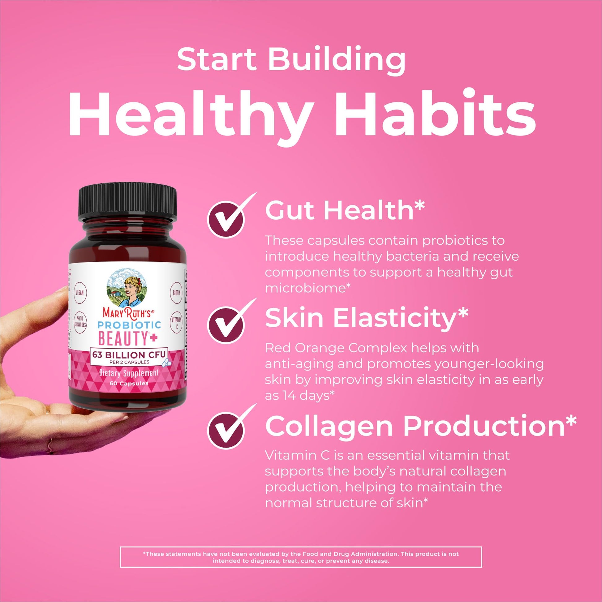 MaryRuth Organics Probiotic Beauty Capsules | Vegan Collagen Support | Anti Aging | Gut Health | Hair Skin and Nails Vitamins | Skin Care - Maple Wellness Supplements