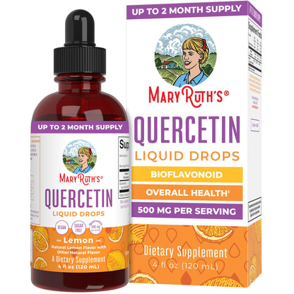 MaryRuth Organics Quercetin Liquid Drops | Sugar Free | 500mg for Adults 18 & Over | Cardiovascular Health for Adults | Bioflavonoid | Vegan | Non-GMO | Gluten Free | 4 Fl Oz - Maple Wellness Supplements