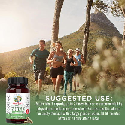 MaryRuth Organics Serrapeptase Enzymes Capsules | Up to 2 Month Supply | Enzyme Supplement for High Potency Sinus Relief Pills| Tissue Health and Cellular Health | Vegan | Gluten Free | 60 Count - Maple Wellness Supplements