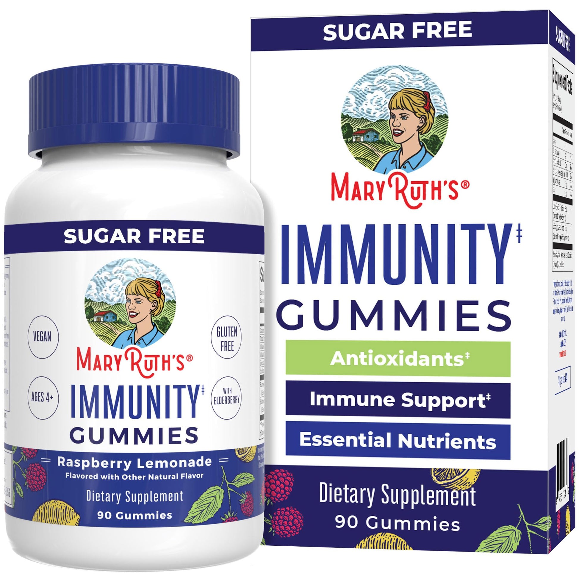 MaryRuth Organics Sugar Free Immunity Gummies | Powerful Blend | Elderberry Vitamin C & Zinc | Vitamin D3 & Echinacea | Immune Support Supplement | Gummies for Kids & Adults | Vegan | Non GMO | 90ct - Maple Wellness Supplements