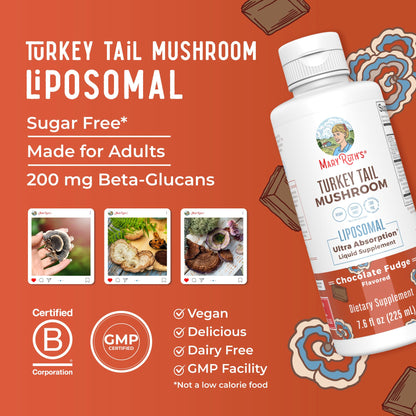 MaryRuth Organics Turkey Tail Mushroom Supplement | Ultra Absorption Liposomal | Full Spectrum | 200mg Beta-Glucans Per Serving | Vegan | 7.6 oz | 15 Servings - Maple Wellness Supplements