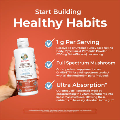 MaryRuth Organics Turkey Tail Mushroom Supplement | Ultra Absorption Liposomal | Full Spectrum | 200mg Beta-Glucans Per Serving | Vegan | 7.6 oz | 15 Servings - Maple Wellness Supplements