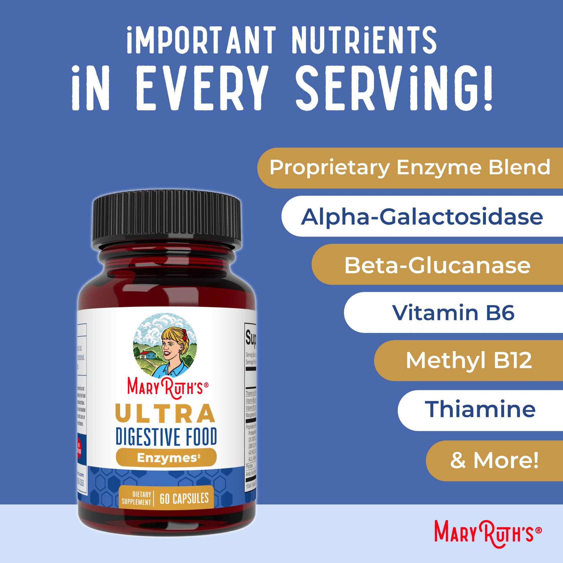 MaryRuth Organics Ultra Digestive Enzymes Capsules | Up to 2 Month Supply | Supplement for Gut Health Support | Digestion & Immune Support - Maple Wellness Supplements