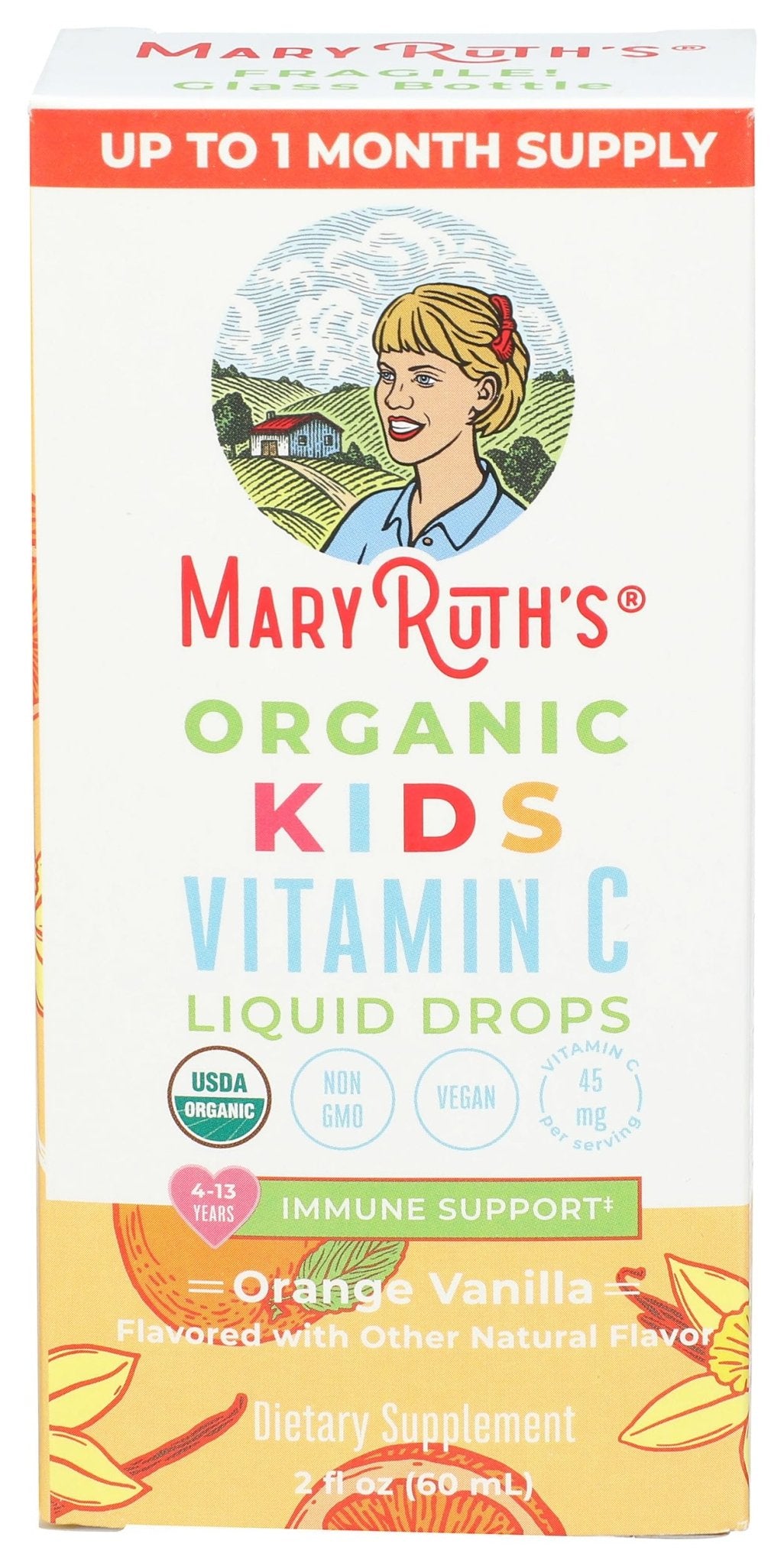 MaryRuth Organics USDA Kids Vitamin C Drops | Vegan Immune Support Supplement for Ages 4-13 | Immune Support & Overall Health | Vitamin C from Organic Acerola Fruit Extract | 2oz - Maple Wellness Supplements