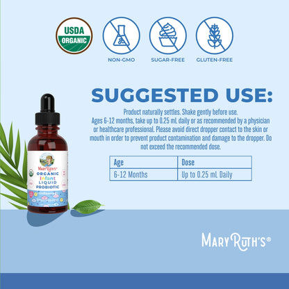 MaryRuth Organics USDA Organic Infant Liquid Probiotic Drops | Baby Essentials | Probiotics for Infants | Baby Probiotic Drops - Maple Wellness Supplements