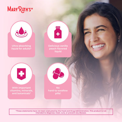 MaryRuth Organics USDA Organic Multivitamin for Women, Sugar Free Womens Multivitamin, Liquid Vitamins for Women, Immune Support Supplement, Ashwagandha, Methylfolate, Vegan, Non-GMO, 15.22 Fl Oz - Maple Wellness Supplements