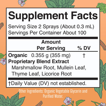 MaryRuth Organics USDA Organic Throat Spray with Mullein Leaf | Marshmallow Root & Licorice Root & Thyme Leaf | 4 Herbal Blend | Non-GMO | Vegan | Gluten Free | 1 Fl Oz | Up to 100 Servings - Maple Wellness Supplements