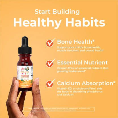 MaryRuth Organics USDA Organic Vitamin D3 Liquid Drops for Kids | 640 IU Vitamin D3 Per Serving | Kids Immune Support & Bone Health Supplement | Formulated for Ages 4-13 | 0.5oz | 30 Servings - Maple Wellness Supplements