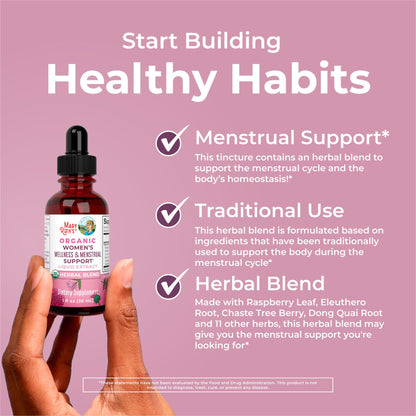 MaryRuth Organics USDA Organic Women's Wellness Liquid Herbal Supplements | Includes Stinging Nettle, Raspberry Leaf, Eleuthero Root, Chaste Tree Berry | Menstrual Support | Non-GMO, Vegan - Maple Wellness Supplements