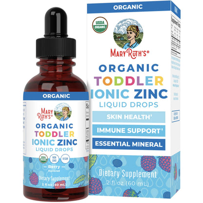 MaryRuth Organics USDA Toddler Liquid Drops | Zinc Sulfate | Immune Support Supplement| Skin Health | Vegan | Formulated for Ages 1-3 | Delicious Berry Flavor | 1 Month Supply | 2 Fl Oz - Maple Wellness Supplements