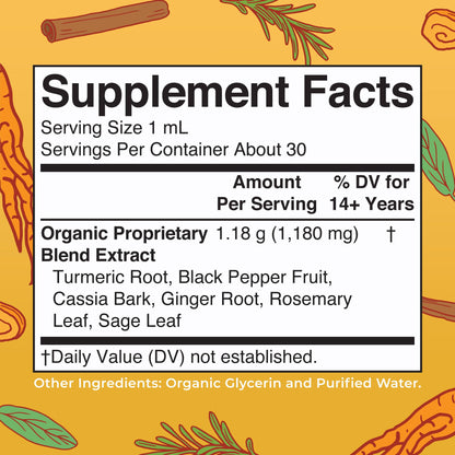 MaryRuth Organics USDA Turmeric Gold Liquid Drops | Herbal Blend | Turmeric Curcumin | Black Pepper | Cassia Cinnamon Bark | Ginger Root | Immune Support | Non-GMO Project Verified | Vegan | 1oz - Maple Wellness Supplements