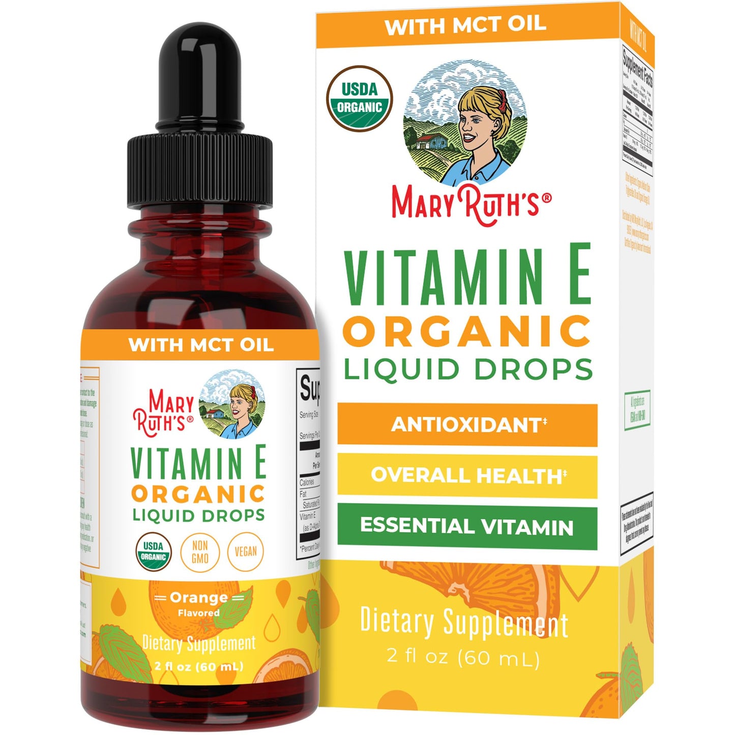 MaryRuth Organics USDA Vitamin E Liquid Drops 2 Month Supply | Bone and Joint Health | Cognitive Health for Adults and Kids | Sugar Free, Vegan, Non-GMO, Gluten Free | 2 Ounces - Maple Wellness Supplements
