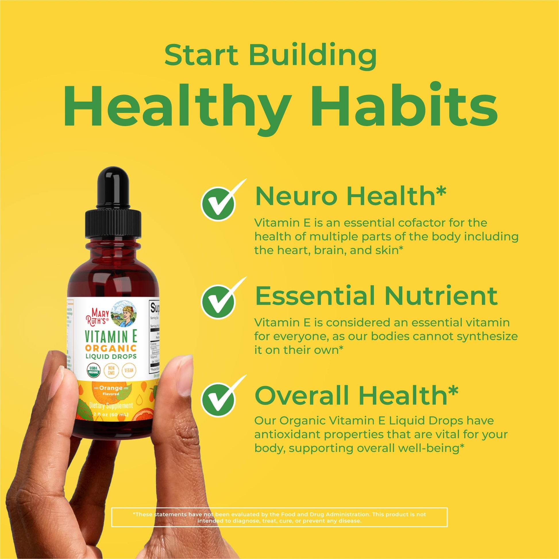 MaryRuth Organics USDA Vitamin E Liquid Drops 2 Month Supply | Bone and Joint Health | Cognitive Health for Adults and Kids | Sugar Free, Vegan, Non-GMO, Gluten Free | 2 Ounces - Maple Wellness Supplements