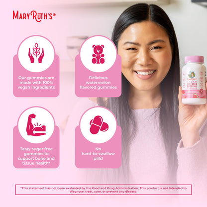 MaryRuth Organics Vegan Collagen for Women & Men, Collagen Boosting Gummies, Skin Care, Lysine, Vitamin C, Vitamin A, Amla, Supplement for Hair & Skin, Vegan, Non-GMO, Gluten Free, 90 Servings - Maple Wellness Supplements