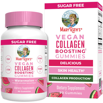 MaryRuth Organics Vegan Collagen for Women & Men, Collagen Boosting Gummies, Skin Care, Lysine, Vitamin C, Vitamin A, Amla, Supplement for Hair & Skin, Vegan, Non-GMO, Gluten Free, 90 Servings - Maple Wellness Supplements
