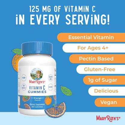 MaryRuth Organics Vegan Vitamin C Gummies | 2 Month Supply | Immune Support Supplement for Adults & Kids | Chewable Vitamin C Gummy Vitamins | Non-GMO | Pectin Based | 60 Count - Maple Wellness Supplements