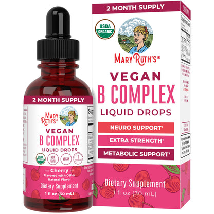 MaryRuth Organics Vitamin B Complex | B Vitamins Complex | Biotin | Vitamin B12 | Niacin | Folate | Metabolic Support Supplement | Vegan | USDA Organic - Maple Wellness Supplements
