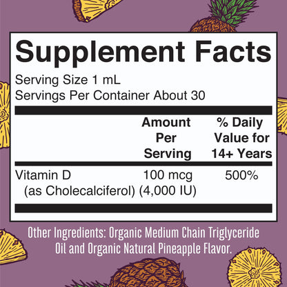 MaryRuth Organics Vitamin D3 Liquid Drops | Megadose 4000 IU | USDA Organic Liquid Vitamin D Spray for Adults & Kids | Immune Support & Bone Health | Vegan | Gluten Free | Non-GMO | 30 Servings - Maple Wellness Supplements