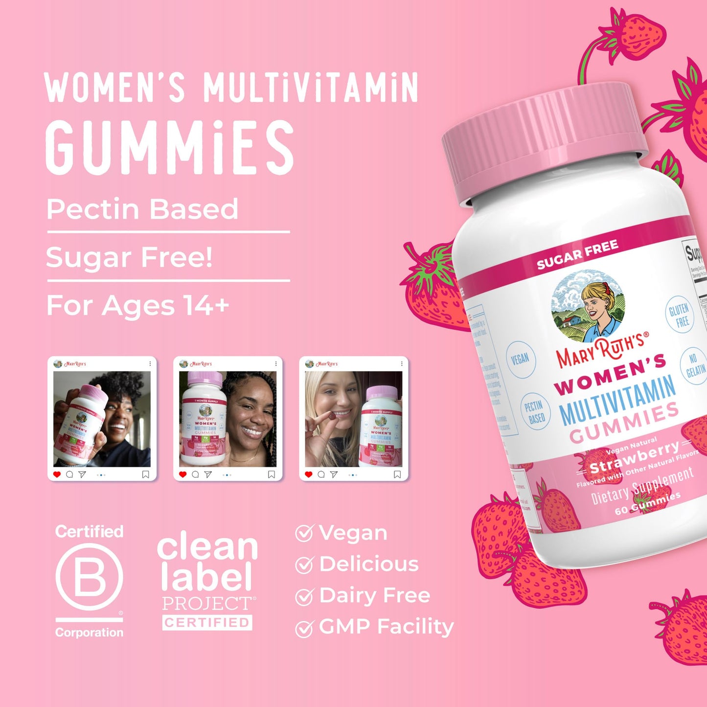 MaryRuth Organics Women's Immune Support Multivitamin Gummies | Ages 14+ | Skin Health | Gummy Vitamins for Women | Sugar-Free | Vegan | Non-GMO | 60 Count - Maple Wellness Supplements