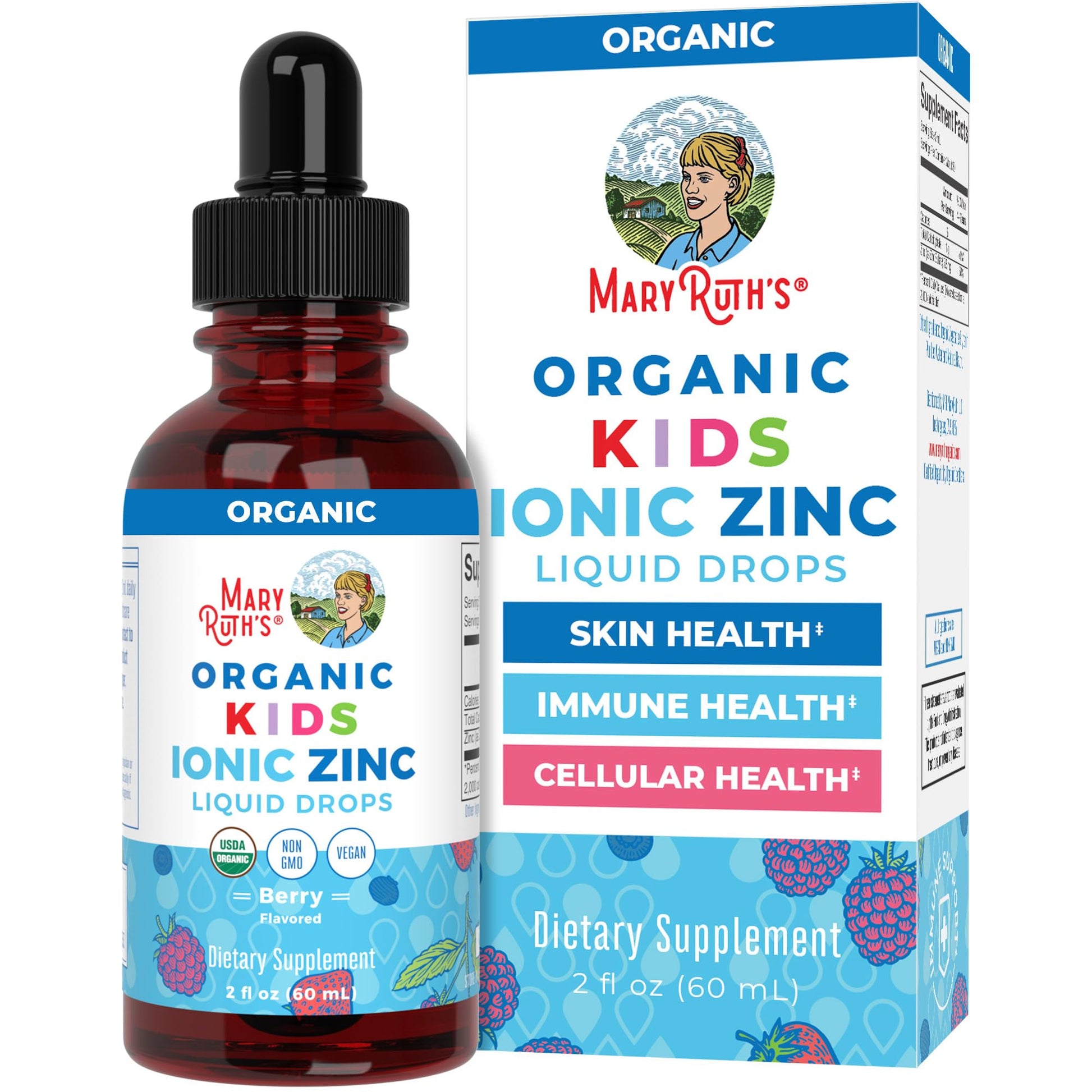 MaryRuth Organics Zinc Supplement for Immune Support, Immune Support Supplement for Kids, Ages 4-13, Zinc Sulfate, Vegan, USDA Organic, Glycerin Based, 2 Fl Oz - Maple Wellness Supplements