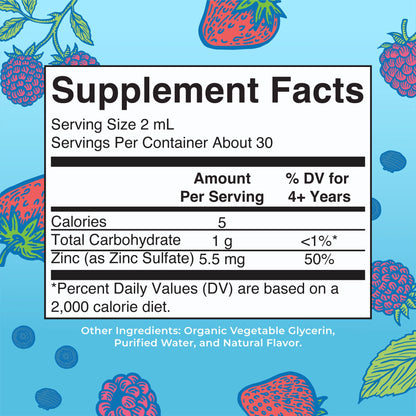 MaryRuth Organics Zinc Supplement for Immune Support, Immune Support Supplement for Kids, Ages 4-13, Zinc Sulfate, Vegan, USDA Organic, Glycerin Based, 2 Fl Oz - Maple Wellness Supplements