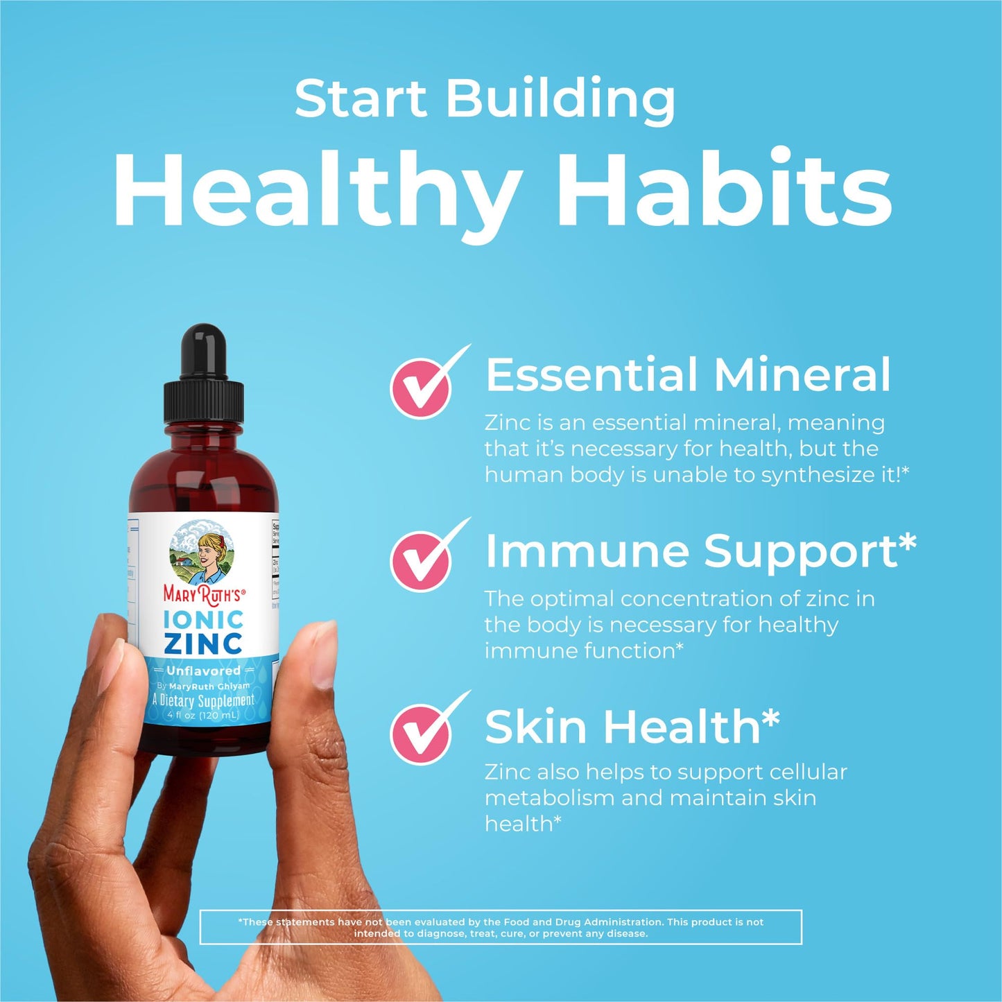 MaryRuth Organics Zinc Supplement for Immune Support, Immune Support Supplement for Kids, Ages 4-13, Zinc Sulfate, Vegan, USDA Organic, Glycerin Based, 2 Fl Oz - Maple Wellness Supplements