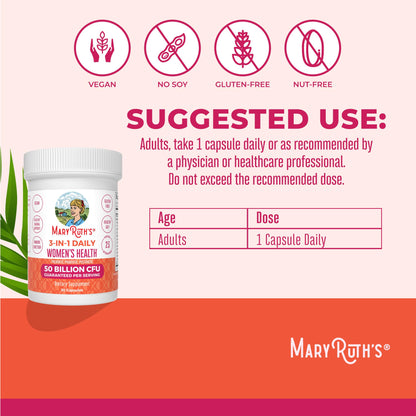 MARYRUTH'S 3-in-1 Daily Health Probiotics for Women | Hormone Support & Gut Health Supplement for Women | Women’s Probiotic - Maple Wellness Supplements