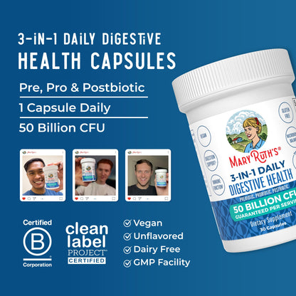 MARYRUTH'S 3-in-1 Probiotics for Digestive Health | Prebiotic & Postbiotic | Gut Health Supplement for Women & Men | 23 Unique Strains - Maple Wellness Supplements