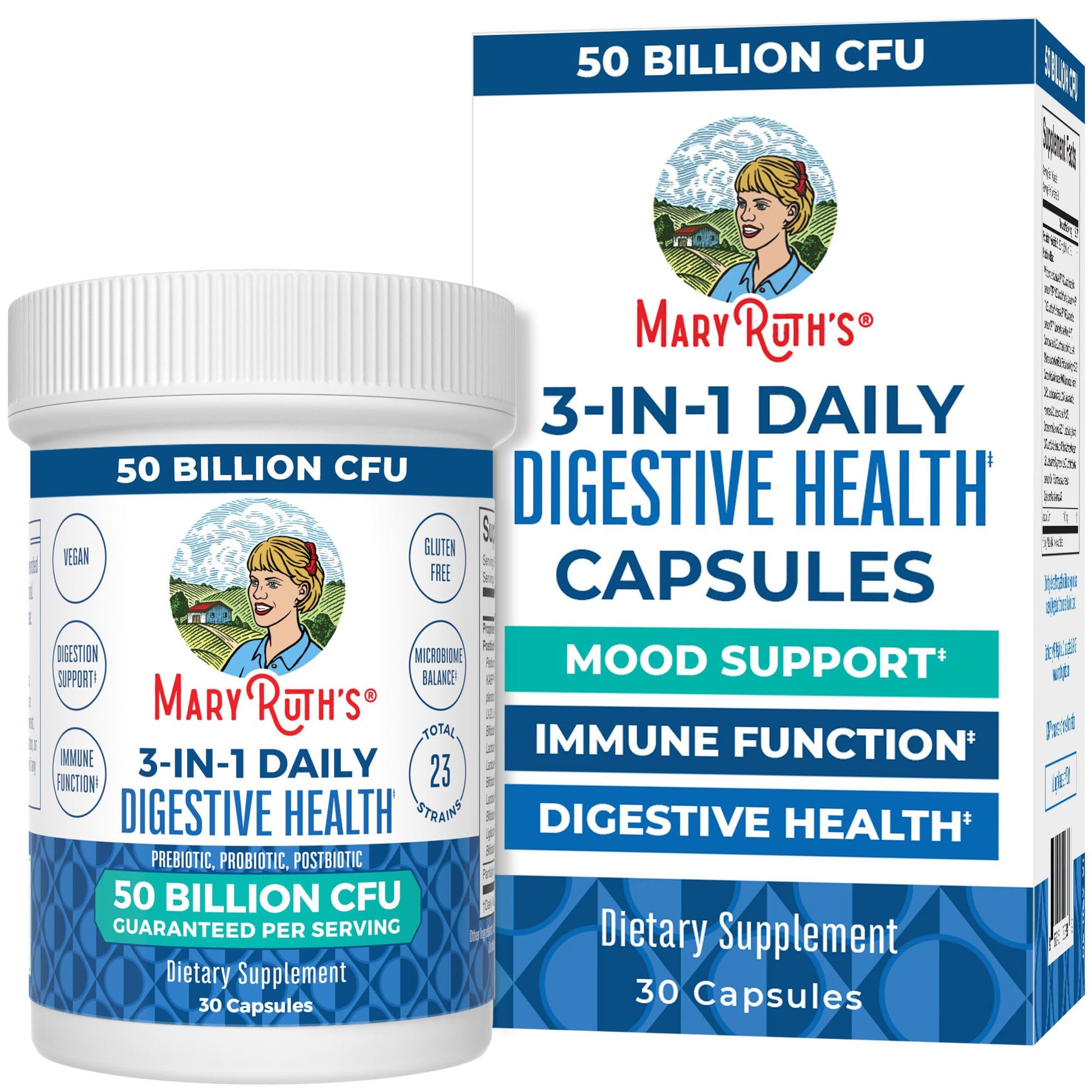 MARYRUTH'S 3-in-1 Probiotics for Digestive Health | Prebiotic & Postbiotic | Gut Health Supplement for Women & Men | 23 Unique Strains - Maple Wellness Supplements