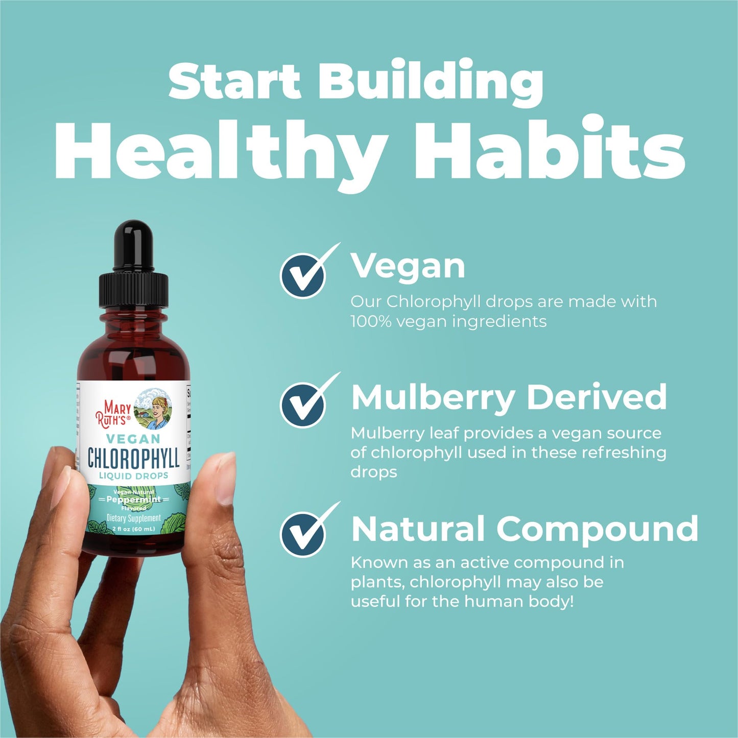 MaryRuth's Chlorophyll Liquid Drops | Clean Label Project Certified® | Vegan | Non-Diluted Liquid Chlorophyll| Mulberry Derived Supplement for Ages 14+ | Non-GMO | Delicious Minty Flavor | 2 Fl Oz - Maple Wellness Supplements