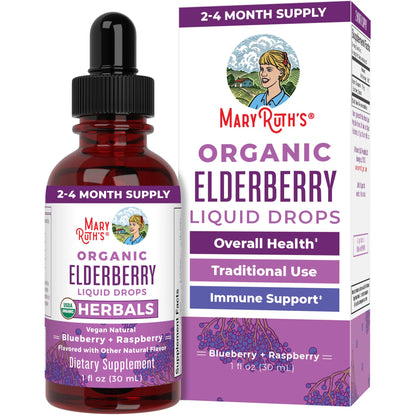 MARYRUTH'S Elderberry Liquid Drops for Adults & Kids | Immune Support | Antioxidant | Overall Wellness | Elder Berry Extract | USDA Organic | Sugar Free | Vegan | Non-GMO | Gluten Free | 1 Fl Oz - Maple Wellness Supplements
