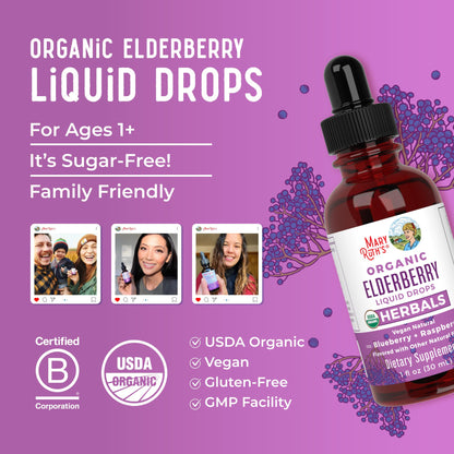 MARYRUTH'S Elderberry Liquid Drops for Adults & Kids | Immune Support | Antioxidant | Overall Wellness | Elder Berry Extract | USDA Organic | Sugar Free | Vegan | Non-GMO | Gluten Free | 1 Fl Oz - Maple Wellness Supplements